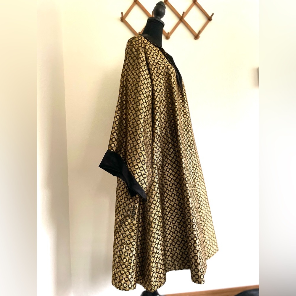 Early 1900s Black and Gold Silk Brocade Coat Designer Helene Pons Studio